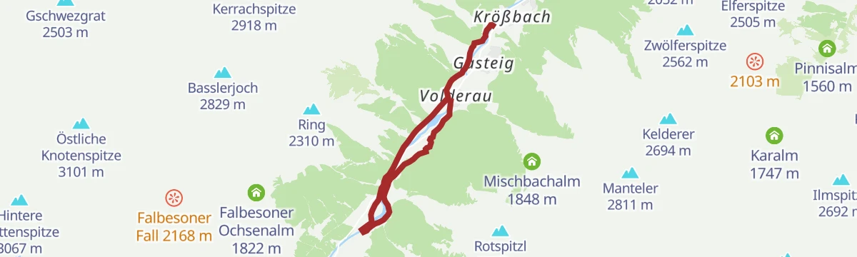 Route map: Krößbach - Klaus Äuele - Volderau